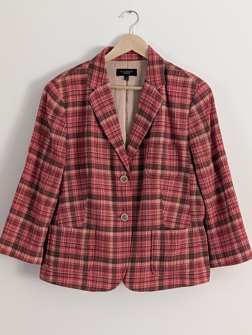 Talbots Cotton Plaid Blazer Jacket - 16